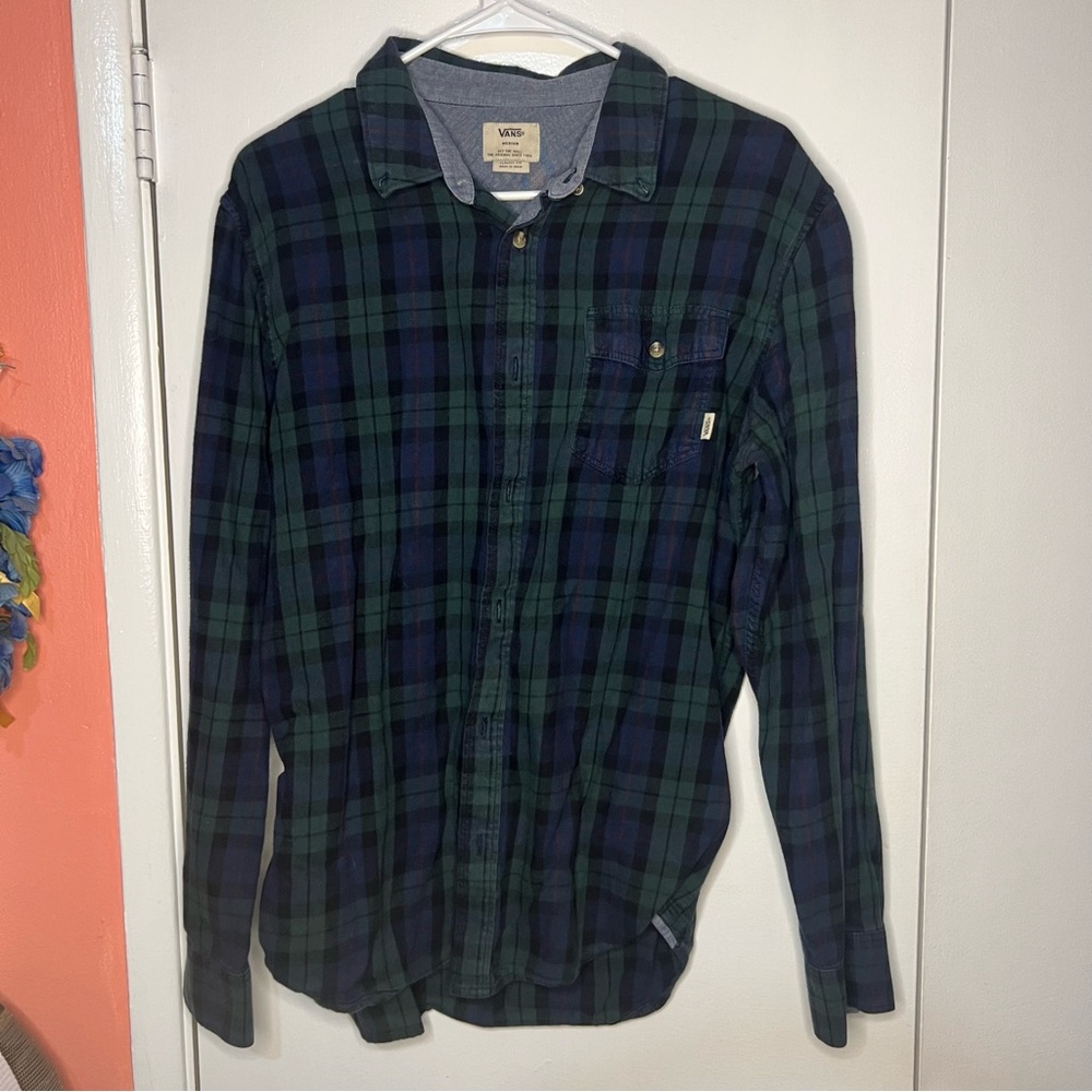 Vans Classic Green and Blue Plaid Flannel Shirt